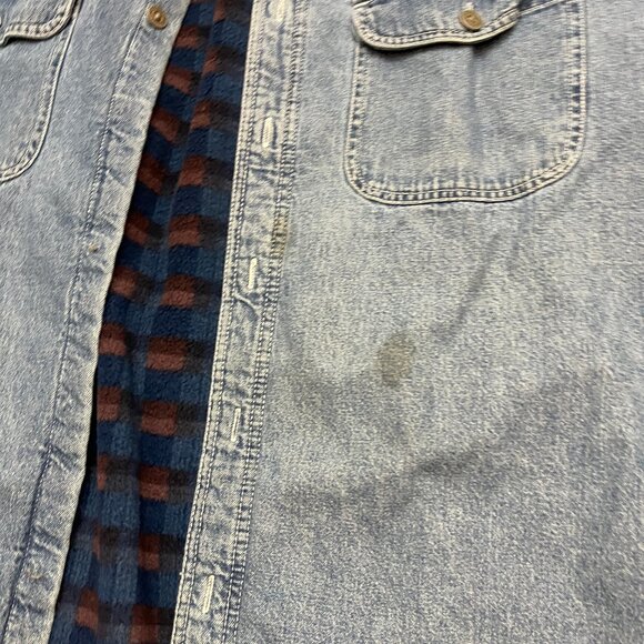 Levi's Blanket Lined Shirt Jacket Mens M Denim Button Up Fleece Barn Chore Coat - Picture 2 of 11